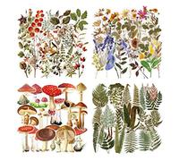 160 Pcs Self Adesive Stickers, Flower Mushroom Fern Berry Sticker Set for Scrapbook Notebook Bullet Journal Letter Greeting Cards Decoration