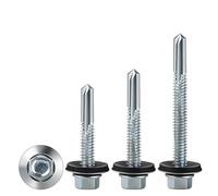 160 Pcs Self Drilling Roofing Screws Set, M4.8 Self Tapping Screws with Rubber Washers, Hex Head Screw for Corrugated Roof Fixings