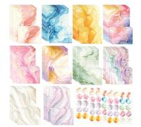 160 PCS Stationery Paper Letter Writing Paper and Envelopes Watercolor Rainbow Paper and Envelopes Complete Letter Paper Set for Invitations Valentine's Day Wedding Office School Supplies(10 Colors)