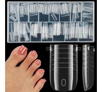 160 Pcs Toe Dual Nail Forms for Poly Gel & Builder Gel Toenail Extension - 16 Sizes Reusable Full Cover Square Toenails Molds - Professional Pedicure Nail Tips for Salon & DIY at Home