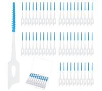160 Pieces Dual Purpose Toothpick, Dual-Use Interdental Brushes Portable Soft Dental Floss Picks Silicone Toothpicks, Premium Dental Floss Picks 360° Bendable Braces Brush for Teeth Cleaning(Blue)