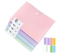 160 Pockets 4 Display Folders, 4 Pack 40 Pockets A4 Display Book Document Clear Folder with Plastic Sleeves & Safety Rope Presentation Folders Project Folder for School & Offices(4 Colors 40 Pockets)