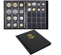 160 Pockets Coin Album - 10 Sheets Mixed Sizes Coin Holder 45x43/33x33 mm Collecting Grid for Pounds Pence Cents (Black) CS48160BK