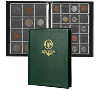 160 Pockets Coin Album - 10 Sheets Mixed Sizes Coin Holder 45x43/33x33 mm Collecting Grid for Pounds Pence Cents (Green) CS48160GR