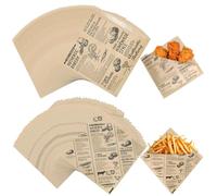 160 Sheets Greaseproof Burger Paper, 15 x 15cm French Fries Bread Sandwich Oil Proof Paper, Old Newspaper Printing Style Food Baking Wrapping Paper for Outdoor Picnic BBQ