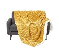 (160 x 200 cm, Mustard) Geometric Triangle Velvet Throw