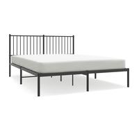 vidaXL Metal Bed Frame without Mattress with Headboard Black 160x200cm