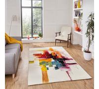 (160 x 220 cm) Modern Abstract Contemporary Rug Multi Coloured Funky Colourful Rainbow Rug Small Medium Large Carpet Mat By Think Rugs