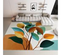 160 x 230 cm Minimalism Area Rug, Non-Slip Washable Geometric Botanical Leaves printing Rugs, Flannel Floor Carpet for Living Room Bedroom Dining Room Home Office - Colorful