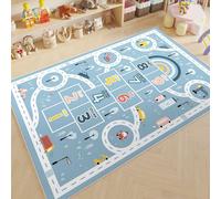 (160 x 230 cm (Rectangular), Blue) Kids Play Rug 120x160 cm Large Size Kids Rug for Playroom Non Slip Washable Children Car Road Mat Educational Learning Area rug Play Carpet,Khaki