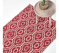 Homescapes Riga 100% Cotton Printed Patterned Rug in Red | Size: 160 cm x 230 cm Homescapes Red 160 cm x 230 cm
