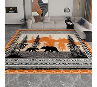 160 x 230 cm Rugs Living Room, Retro Printed Border Short Pile Carpets Washable Rug with Rubber Backing Non Slip Kids Carpet for Bedroom Playroom Nursery Dining Room, Cream