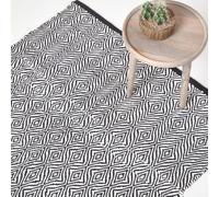 Trance Black and White Diamond Pattern Fibre Rug Homescapes Black 160cm x 230cm