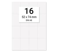 160 x Karteo® Insert Sheets Paper Inserts/Inlay 160g/m²/Colour Premium Perforated Paper 74 x 52 mm DIN A8) on pack of 10 A4 Sheets To Print Yourself weiß