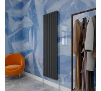 1600×472mm Anthracite Vertical Designer Radiator - Single Oval Column Central Heating Panel for Kitchen & Bathroom, Slim Space Saving Wall Mounted Heater