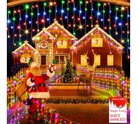 1600 LED 164FT Outdoor Christmas Lights Plug in 12 Modes with Timer Dimmable Christmas Decorations Waterproof Indoor Curtain String Lights for Roof Porch Garden Holiday Wedding Party Decor Multicolor