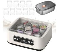 1600 ml Yogurt Maker, Probiotic Yogurt Maker with 9 Jars, Adjustable Time and Temperature, Multi-Function Yoghurt Maker with Led Display & Timer, for Make Yogurt/natto/Rice Wine