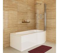 1600 mm Right Hand P-Shaped Bath Modern Shower with Shower Screen + Bath Panel Set