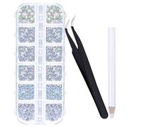 1600 Pcs Rhinestones for Nails - 6 Sizes Nail Gems, Nail Art Flat Back AB Rhinestone Gems Nail Decoration Jewels Crystals for Nail/Face/Crafts, with Pick up Tweezer and Rhinestone Picker Dotting Pen