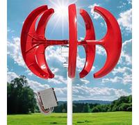 16000W 12V 24V 48V Vertical Axis Wind Turbines Generator, 5 Blade Portable Wind Turbine Generator Kit, Electromagnetic Electricity Producer Equipment, Wind Power(Red,12V)