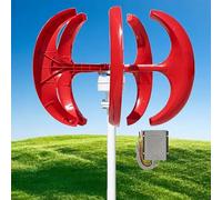 16000W Wind Turbine 12V 24V 48V 5-Blade Lantern Wind Turbine Generator Kit,Starting Wind Speed: 2M/S,Vertical Wind Turbines,Electromagnetic Electricity Producer Equipment(Red,24V)