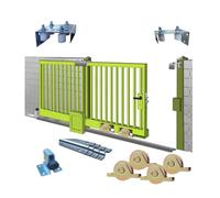 1600KG 1.6 Tonne Sliding Gate Kit with Floor Tracks, RECESSED Double Bearing Wheels, Stop, Rollers and Guides