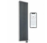 (1600mm H x 480mm W , Anthracite) WiFi Smart Electric Radiator Oval Tube Single Panel Vertical Tall Column Radiator 7 Day Programmable Timer App Compatibility