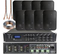 1600W Bluetooth Sound System 8x 200W Black Wall Speaker 8 Zone Matrix Amplifier Loops Black One Size