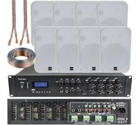 1600W Bluetooth Sound System 8x 200W White Wall Speaker 8 Zone Matrix Amplifier