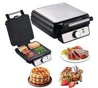 1600W Breakfast Machine, Electric Waffle Maker with Non-Stick Coating&Double-Sided Heating, 3 Position Knob Temperature Adjustment, Sandwich Toaster for Home Company