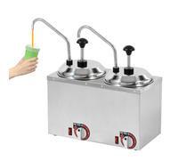 1600W Double Head Hot Fudge Warmer, Commercial Nacho Cheese Dispenser with Pump, Temperature Adjustable, Cheese Melting Machine, Electric Sauce Melter for Hot Fudge Cheese(5L)