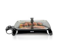 Geepas 1600W Electric Barbecue 2-in-1 Grill With Hot Plate, Smokeless Indoor BBQ and Griddle Hot Plate with Built In Drip Tray | Adjustable Temperature | 2 Year Warranty