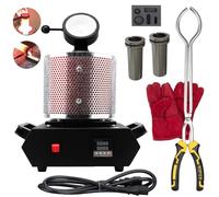 1600w Electric Gold Melting Furnace, 1150℃/2102℉ Digital Metal Smelting Machine + 1/2/3kg Graphite Pot + Oil Tank, For Gold Silver Aluminum and Copper Red-3KG