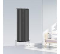 (1600x590mm Single, Black) NRG Oval Column Designer Radiator Horizontal Vertical Central Heating Radiator Rads