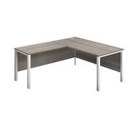 1600X800 Goal Post Left Hand Return Desk Grey Oak-White