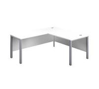 1600X800 Goal Post Left Hand Return Desk White-Silver