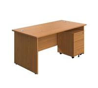 1600X800 Panel Rectangular Desk Nova Oak + 2 Drawer Ped