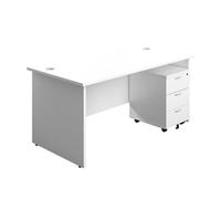 1600X800 Panel Rectangular Desk White + 3 Drawer Ped