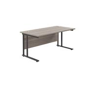 1600x800 Twin Upright Rectangular Desk Grey Oak-Black
