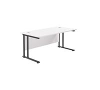 1600x800 Twin Upright Rectangular Desk White-Black