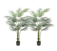 160cm Artificial Plants Palm Tree Indoor, 5.3FT Tall Fake Faux Areca Tropical Palm Tree,Large Artificial Plants Outdoor in Pot with Lifelike Leaves for Modern Home Living Room Office Decor 2 Pack