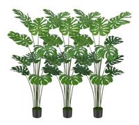 160cm Artificial Plants Palm Tree Indoor, 5.3FT Tall Fake Faux Areca Tropical Palm Tree,Large Artificial Plants Outdoor in Pot with Lifelike Leaves for Modern Home Living Room Office Decor-3pcs
