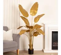 160cm Real Touch Gold Banana Palm Tree Scottish Everlastings Ltd Gold One Size