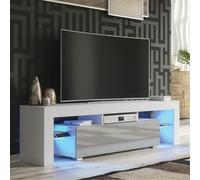 Tv Unit 160Cm Sideboard Cabinet Cupboard Tv Stand Living Room High Gloss Doors - White & Grey