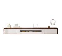 160cm Wall-Mounted Floating TV Unit, Modern Solid Wood nd with 2 Ders & Flip Down Door, Slish Sto Solut for Living Room, Space-Saving Design