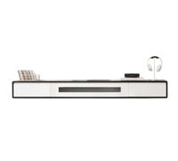 160cm Wall-Mounted Floating TV Unit - Modern Solid Wood TV nd with 2 Ders & 1 Flip Down Door - Slish Floating Shelves for Living Room Sto