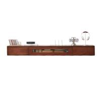 160cm Wall-Mounted Floating TV Unit, Modern Solid Wood TV nd with 2 Ders & Flip Down Door, Slish Floating Shelves for Living Room Sto and nizat