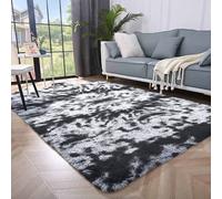 (160cm x 230cm (5ft 3" x 7ft 6")_LIVING ROOM RUG, Grey Black Charcoal) Grey Shaggy Large Rugs Runner & Non Slip Bath Door Mats