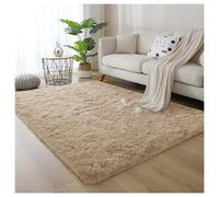 (160cm x 230cm (5ft 3" x 7ft 6")- Shaggy Beige Large Rug) Non Slip Beige Rugs Fluffy Shaggy Rug Carpets Mats