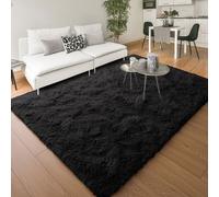 (160cm x 230cm (5ft 4" x 7ft 8"), Black) Anti Slip Shaggy Rug For Living Room Runner Carpet